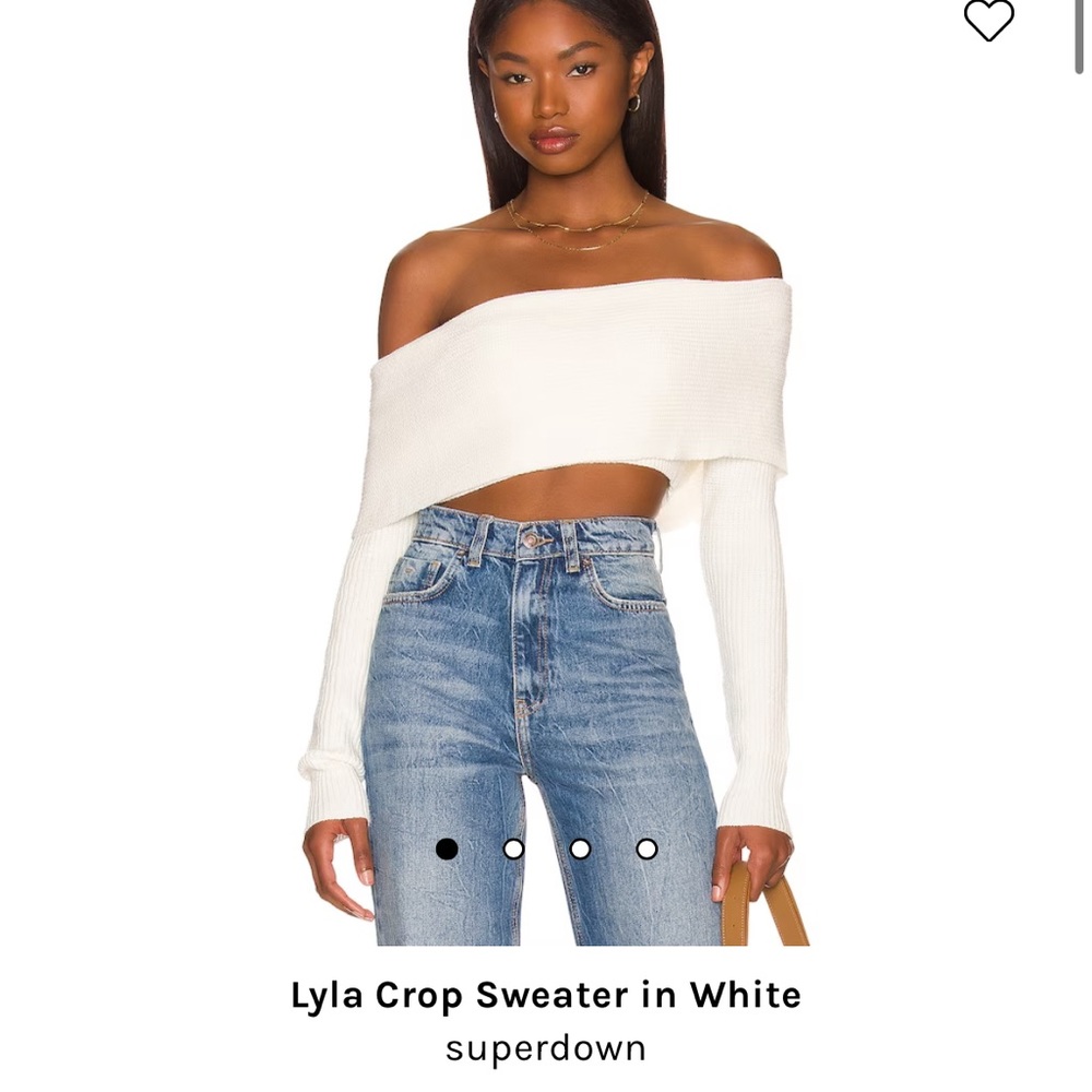 Superdown Lyla Crop Sweater in White XS